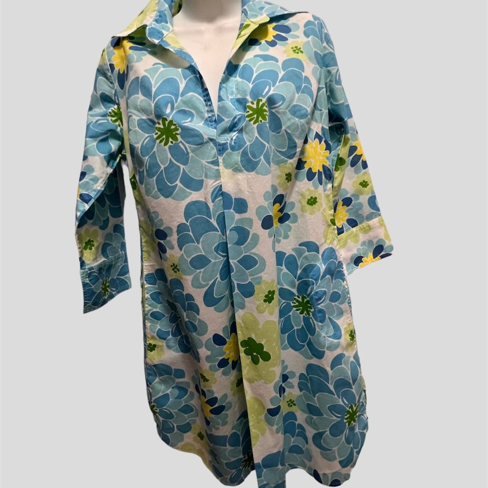 Lilly Pulitzer size XS blue and white floral cotton shift dress